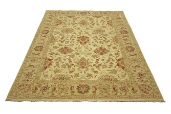 Tapis Afghan Chobi Ziegler 232x174 noué main 170x230 beige fleuri poil court Orient 2