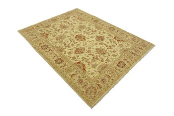 Tapis Afghan Chobi Ziegler 232x174 noué main 170x230 beige fleuri poil court Orient 3