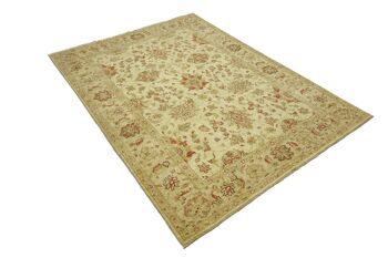 Tapis Afghan Chobi Ziegler 232x174 noué main 170x230 beige fleuri poil court Orient 4