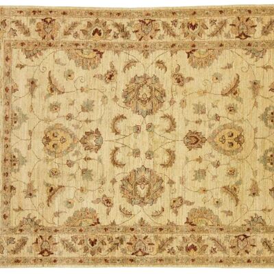 Afghan Chobi Ziegler 197x143 alfombra anudada a mano 140x200 beige patrón de flores pelo corto