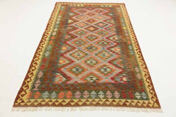 Afghan Maimana Kilim Colorful 247x158 Tapis tissé à la main 160x250 Motif géométrique vert 2