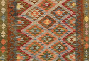 Afghan Maimana Kilim Colorful 247x158 Tapis tissé à la main 160x250 Motif géométrique vert 4