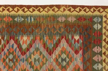 Afghan Maimana Kilim Colorful 247x158 Tapis tissé à la main 160x250 Motif géométrique vert 5
