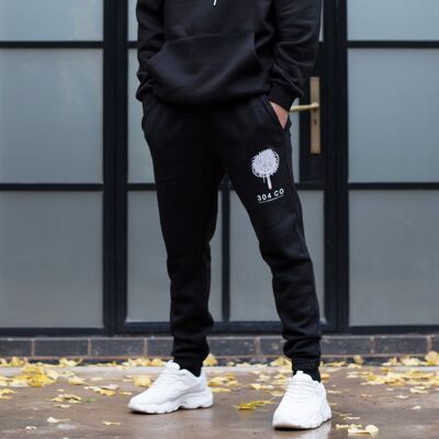 304 Mens Face Palm Black Joggers