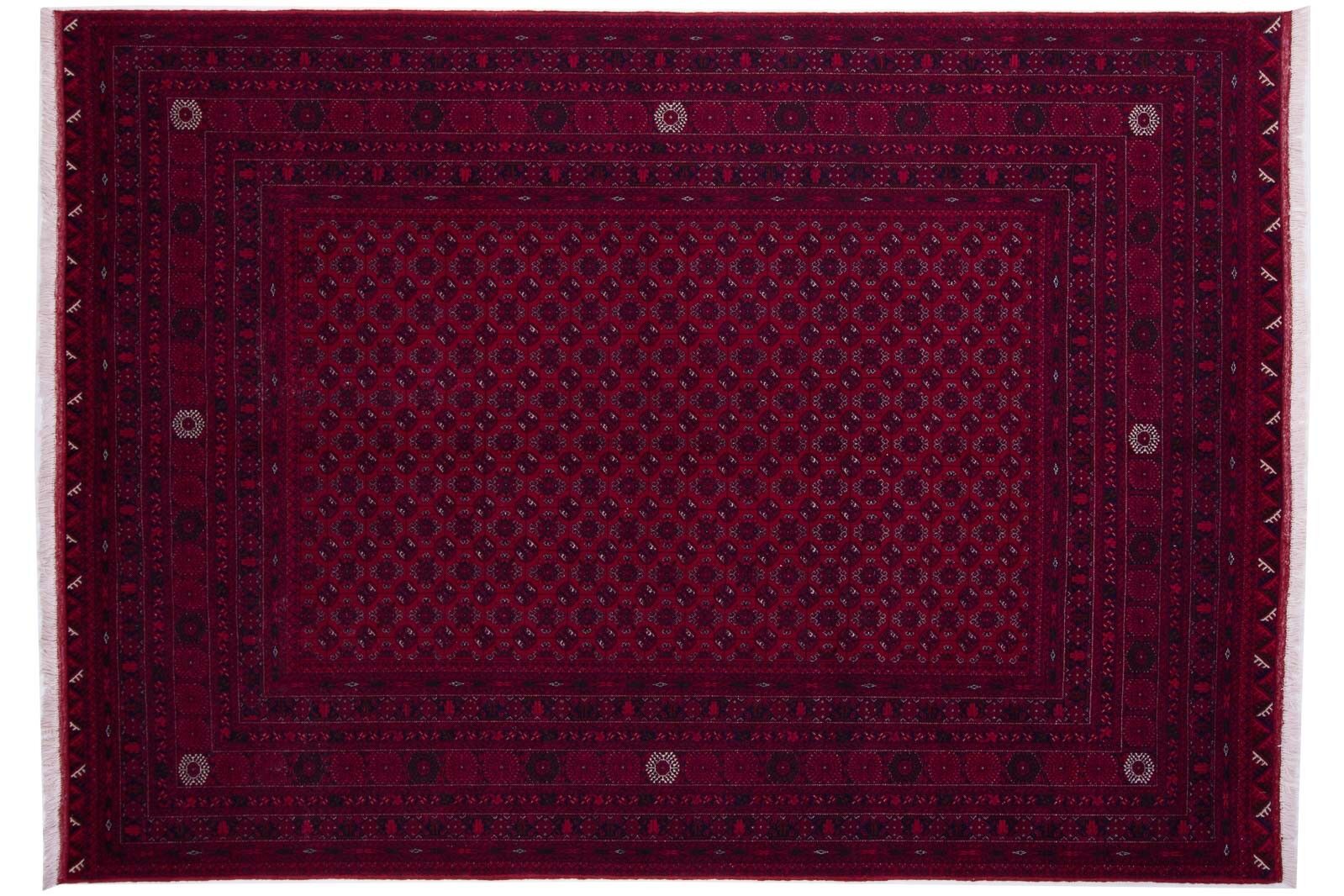 Tappeto orientale afgano 281x200 Tappeto annodato a mano 200x280 motivo geometrico rosso