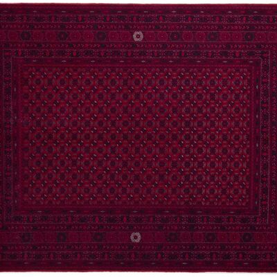 Alfombra oriental afgana 281x200 alfombra anudada a mano 200x280 patrón geométrico rojo