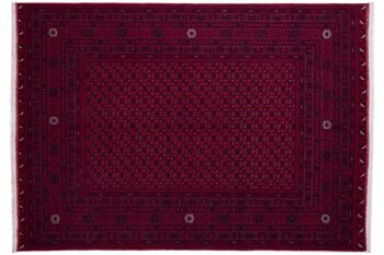 Tapis oriental afghan 281x200 tapis noué main 200x280 motif géométrique rouge 1