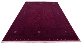 Tapis oriental afghan 281x200 tapis noué main 200x280 motif géométrique rouge 2