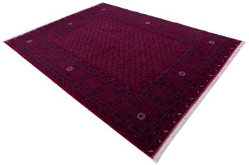 Tapis oriental afghan 281x200 tapis noué main 200x280 motif géométrique rouge 3