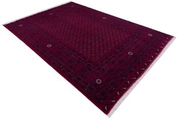 Tapis oriental afghan 281x200 tapis noué main 200x280 motif géométrique rouge 4