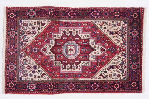 Perser Qultug 120x76 Handgeknüpft Teppich 80x120 Rot Orientalisch Kurzflor Orient Rug