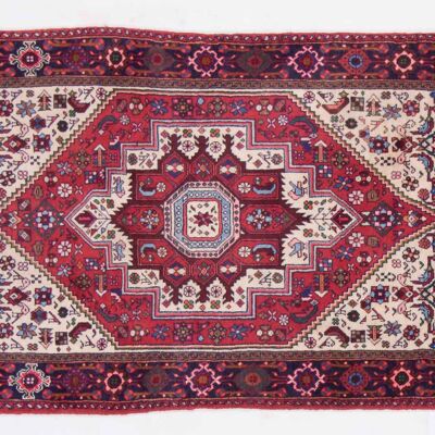 Perser Qultug 120x76 Handgeknüpft Teppich 80x120 Rot Orientalisch Kurzflor Orient Rug