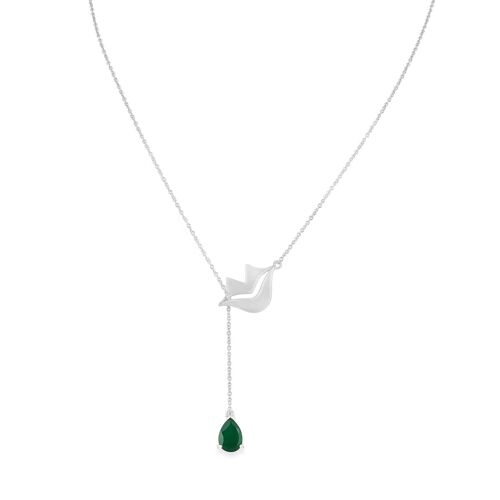 Collier chaîne HÉRA en laiton avec Onyx vert