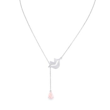 Collier chaîne HÉRA en laiton avec quartz rose 1