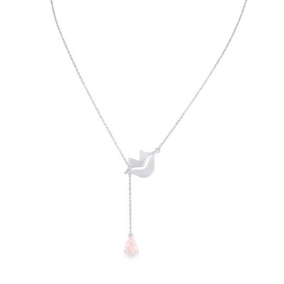 Collier chaîne HÉRA en laiton avec quartz rose