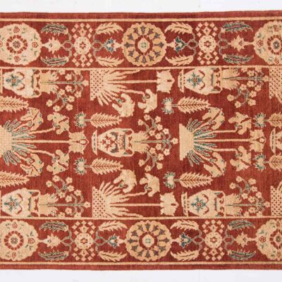 Afghan Chobi Ziegler 161x105 Handgeknüpft Teppich 110x160 Rot Blumenmuster Kurzflor