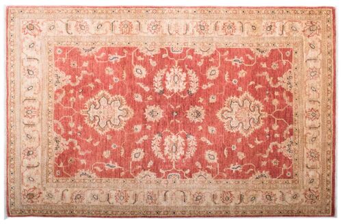 Afghan Feiner Chobi Ziegler 186x120 Handgeknüpft Teppich 120x190 Rot Blumenmuster