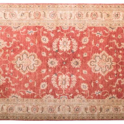 Afghan Feiner Chobi Ziegler 186x120 Handgeknüpft Teppich 120x190 Rot Blumenmuster