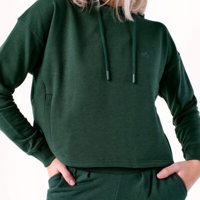 All Day Cropped Hoodie Forest Green