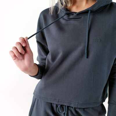 All Day Cropped Hoodie Indian Ink