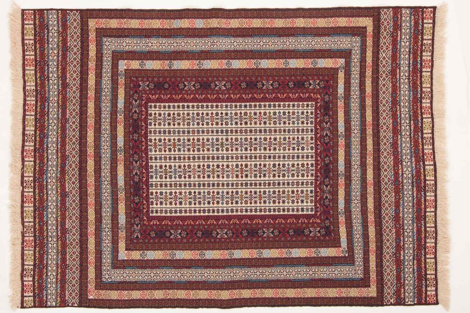 Afghan Mushwani Kilim 180x130 Tappeto intrecciato a mano 130x180 Motivo geometrico multicolore