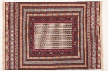 Tapis tissé à la main Afghan Mushwani Kilim 180x130 130x180 motif géométrique multicolore 1