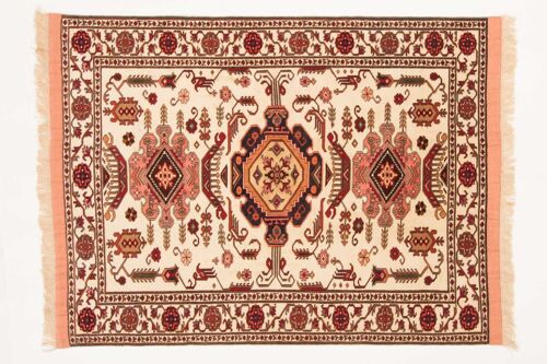 Afghan Mauri Kabul 141x110 Handgeknüpft Teppich 110x140 Beige Geometrisch Muster