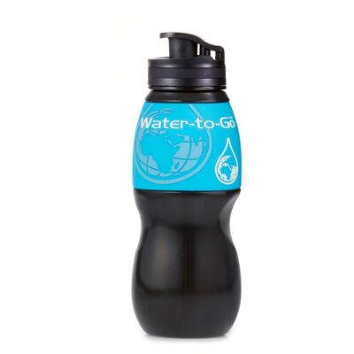 Botella de 75CL en negro con funda azul