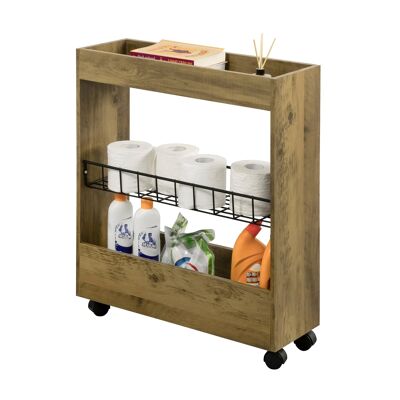 Keukentrolley - Serveerwagen - 3 legplanken - Hout - 20x70x60 cm