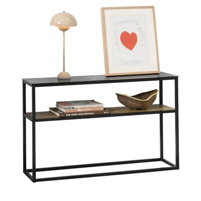 Dressoir - Console tafel - Glas - Bruin/zwart - 110x70x30 cm