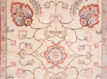 Tapis afghan fin Chobi Ziegler 153x103 noué main 100x150 motif fleur beige 5