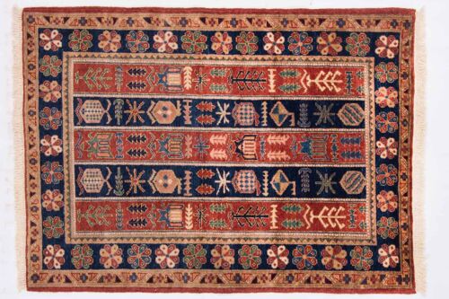 Afghan Chobi Ziegler 141x102 Handgeknüpft Teppich 100x140 Mehrfarbig Orientalisch