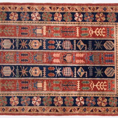 Afghan Chobi Ziegler 141x102 Handgeknüpft Teppich 100x140 Mehrfarbig Orientalisch