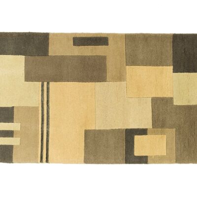 Nepal 143x74 alfombra anudada a mano 70x140 amarillo patrón geométrico alfombra Orient de pelo corto