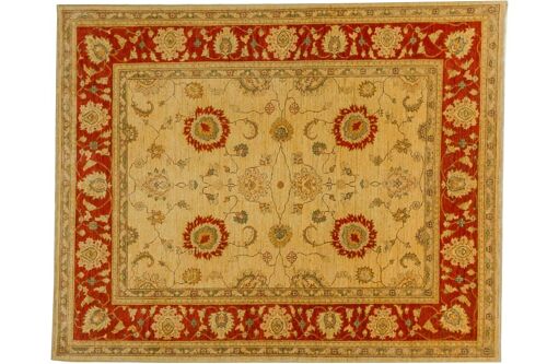 Afghan Chobi Ziegler 240x197 Handgeknüpft Teppich 200x240 Beige Orientalisch Kurzflor