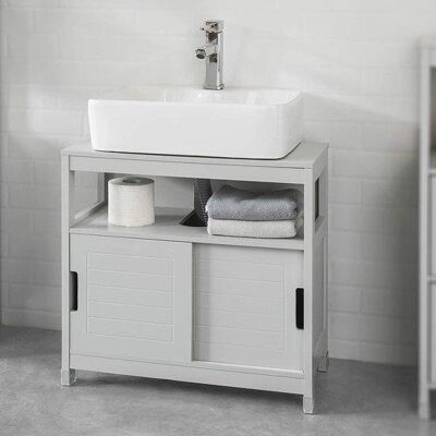 Badkamer wastafel onderkast - Badkamerkast met schuifdeuren - Lichtgrijs