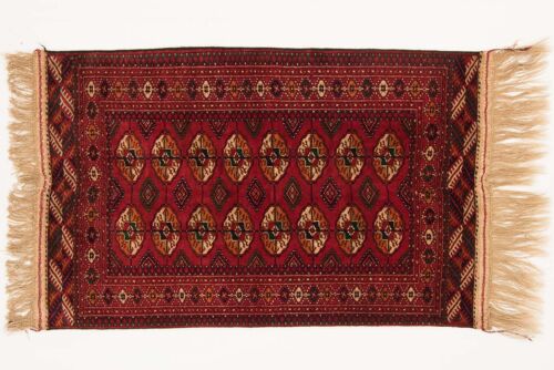 Kaukasus Buchara 126x84 Handgeknüpft Teppich 80x130 Rot Geometrisch Muster Kurzflor