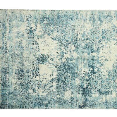 Handloom Vintage 230x150 Handgewebt Teppich 150x230 Blau Abstrakt Handarbeit Orient