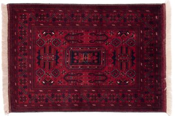 Tapis Afghan Belgique Khal Mohammadi 142x100 noué main 100x140 marron géométrique 1