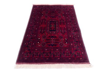 Tapis Afghan Belgique Khal Mohammadi 142x100 noué main 100x140 marron géométrique 2