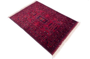 Tapis Afghan Belgique Khal Mohammadi 142x100 noué main 100x140 marron géométrique 4