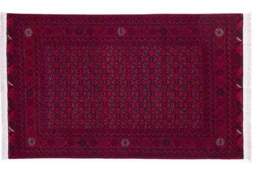 Afghan Orientteppich 200x120 Handgeknüpft Teppich 120x200 Rot Geometrisch Muster