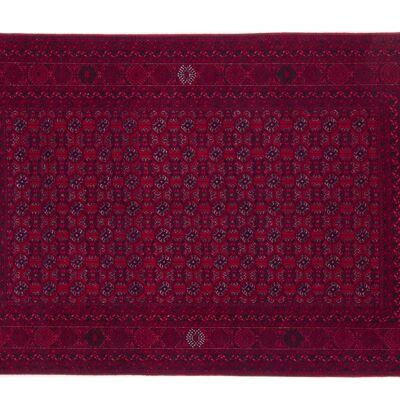 Tapis oriental afghan 200x120 tapis noué main 120x200 motif géométrique rouge
