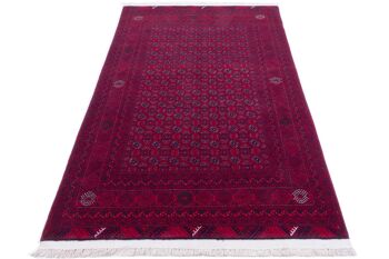 Tapis oriental afghan 200x120 tapis noué main 120x200 motif géométrique rouge 2