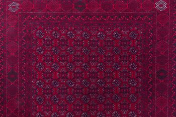 Tapis oriental afghan 200x120 tapis noué main 120x200 motif géométrique rouge 5