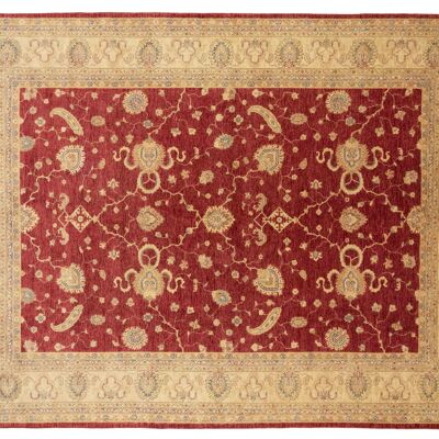 Afghan Chobi Ziegler 397x302 Handgeknüpft Teppich 300x400 Beige Blumenmuster Kurzflor