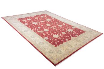 Tapis Afghan Chobi Ziegler 397x302 noué main 300x400 motif fleur beige poil court 3