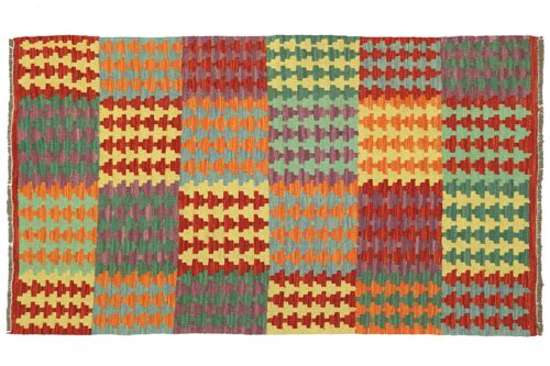 Afghan Maimana Kelim Bunt 150x104 Handgewebt Teppich 100x150 Handarbeit Orient Zimmer