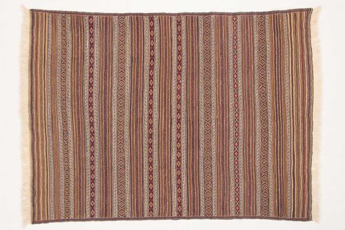Afghan Mushwani Kelim 181x130 Handgewebt Teppich 130x180 Mehrfarbig Linien Handarbeit