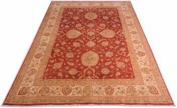 Tapis Afghan Feiner Chobi Ziegler 298x211 noué main 210x300 motif fleur rouge 2